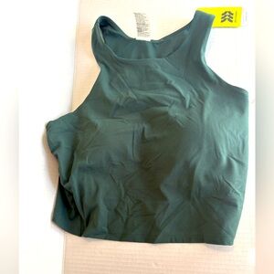 All in Motion Women’s XL High Neck Cropped Tank Top Built-In Bra Dark Green